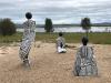 Aboriginal art - 3 people looking at the Wetlands